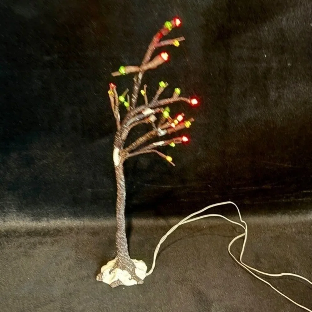 Dept‎ 56 Village Frosted Bare Branch Tree Multi Color Lights Steady or Flashing